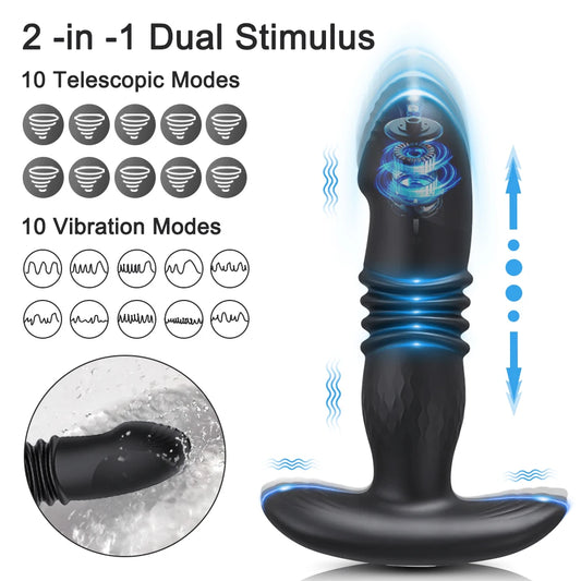 Vibrador Telescópico Anal Masajeador Wireless