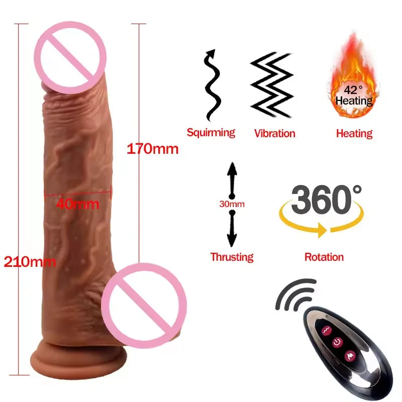 Dildo Realista Vibrador de 7 velocidades Wireless control remoto a prueba de agua