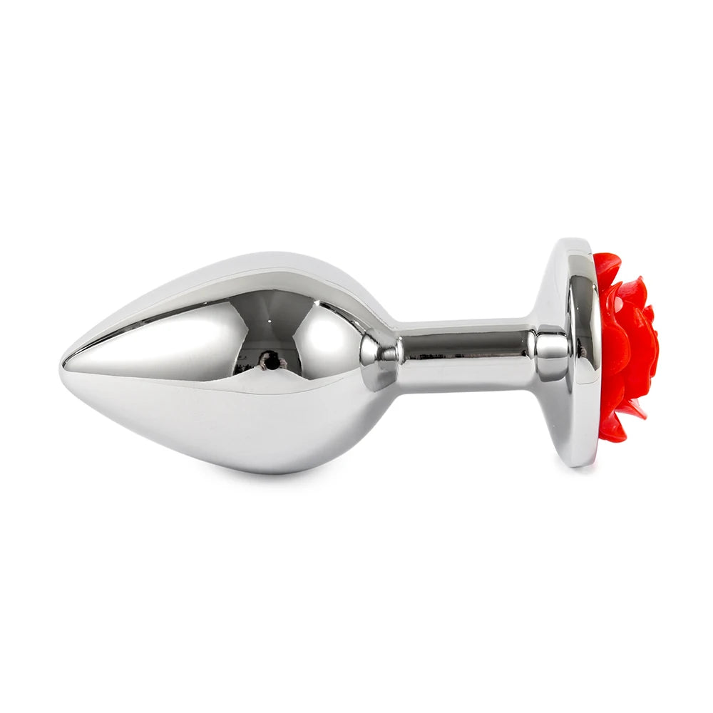 Plug Anal Estimulador con diseños de rosas. acero y silicona