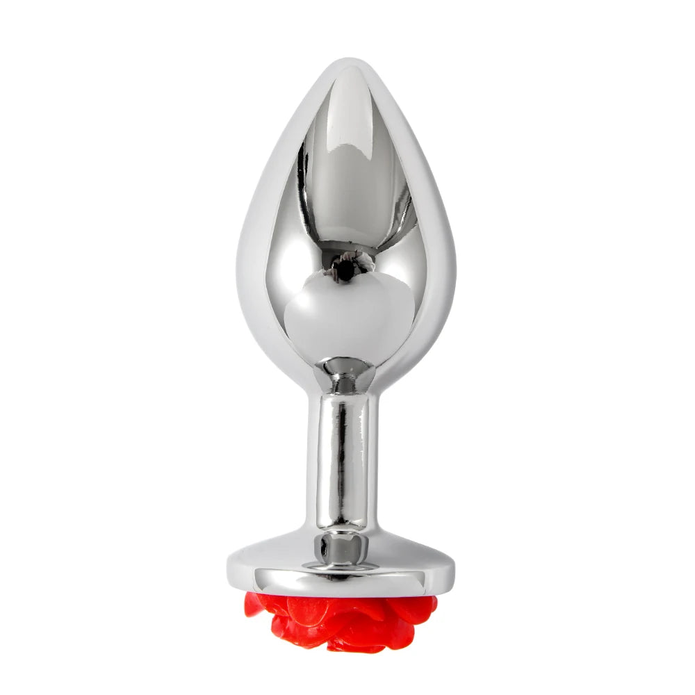 Plug Anal Estimulador con diseños de rosas. acero y silicona