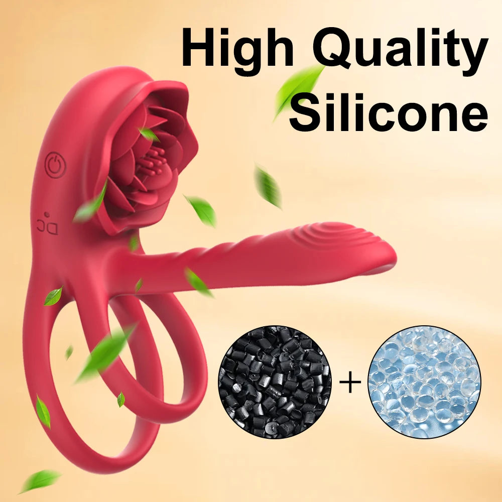 Anillo y pene vibrador para mejorar el placer