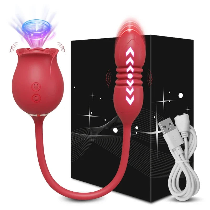 Vibrador telescópico succionador para mujeres