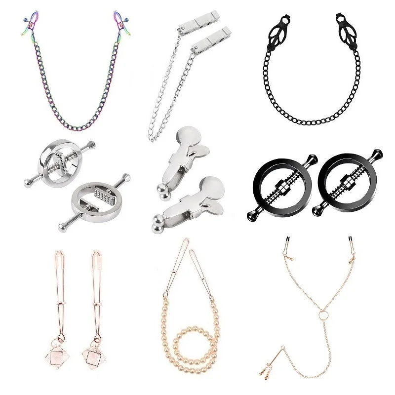 Set de Pinzas con cadenas para pezones Bondage
