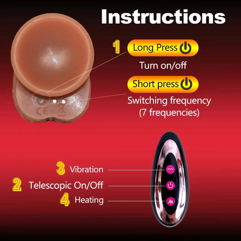 Dildo Telescopico Vibrador Rotador para mujeres