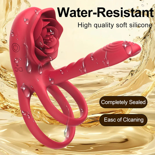 Anillo y pene vibrador para mejorar el placer