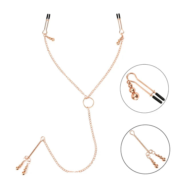 Set de Pinzas con cadenas para pezones Bondage