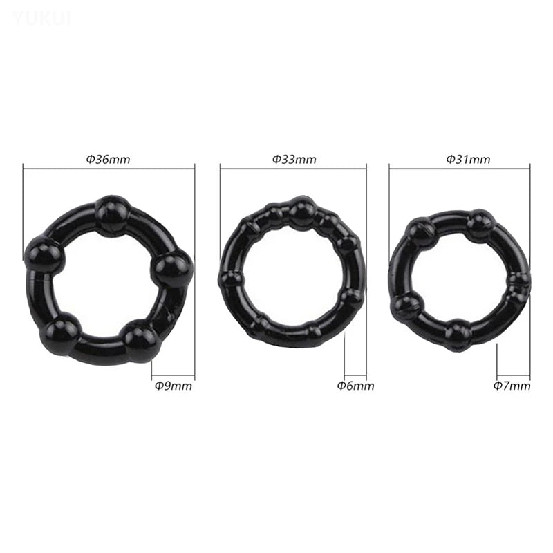 Set de 3 anillos masculinos de silicona para aumentar y retener la erección
