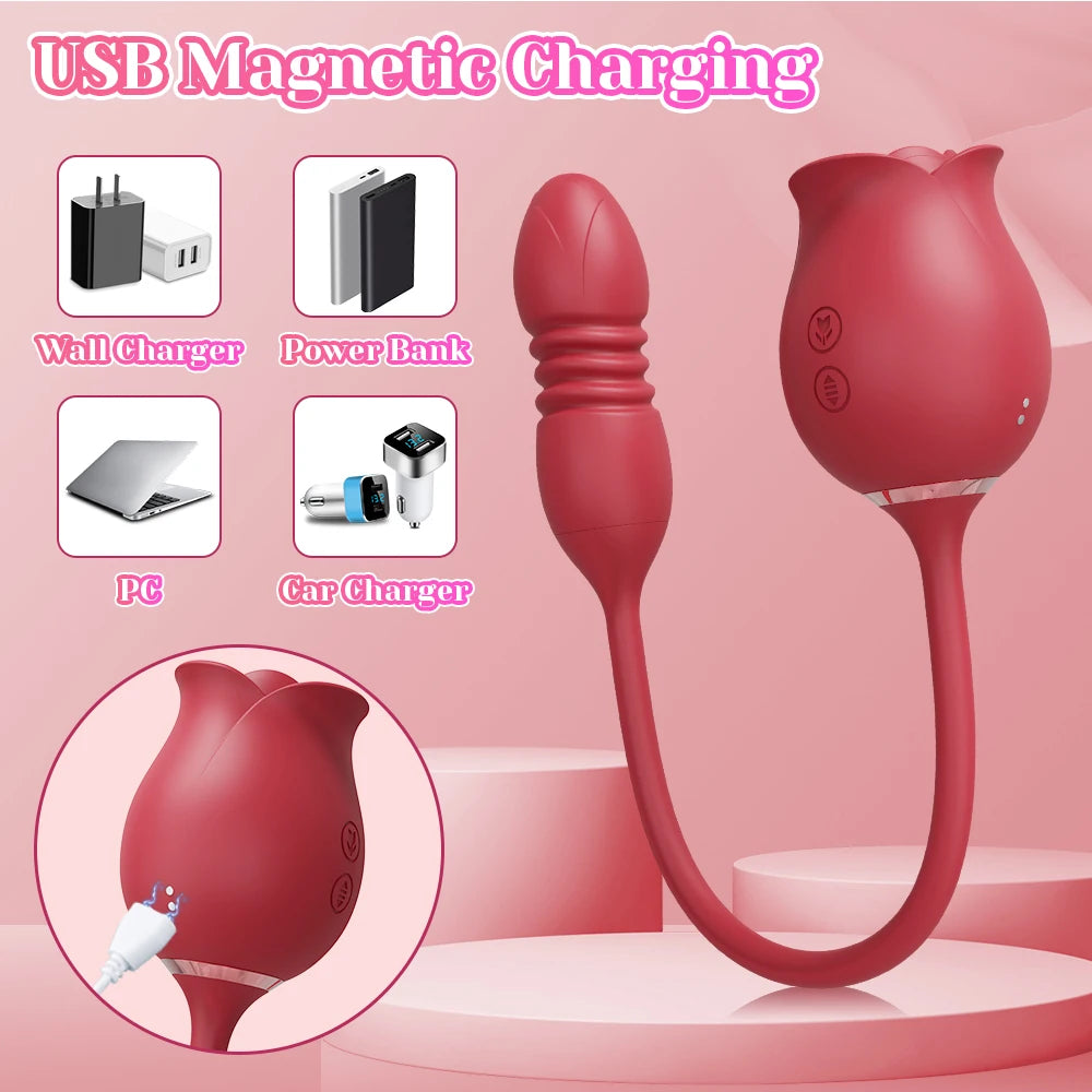 Vibrador telescópico succionador para mujeres