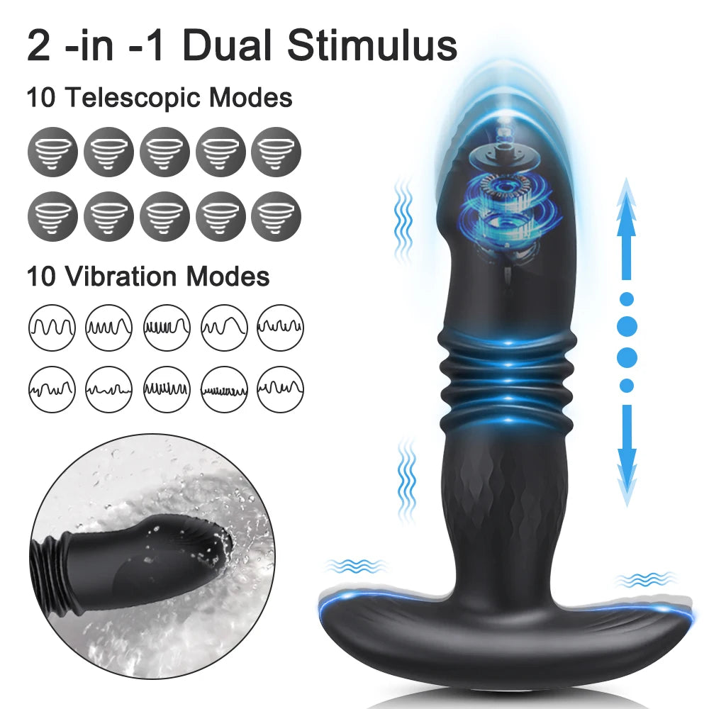 Vibrador Telescópico Anal Masajeador Wireless